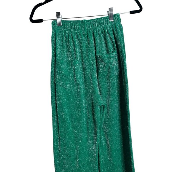 FRANKIES BIKINIS Johnson Terry Lurex Pant Mistletoe Green Flare Size L NWT - Picture 7 of 16